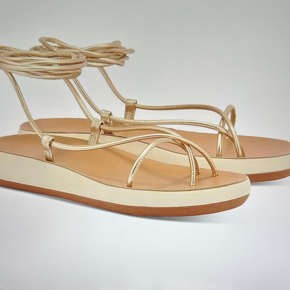 $280 New in Box Ancient Greek Sandals Gold Strappy Sandals sz 36